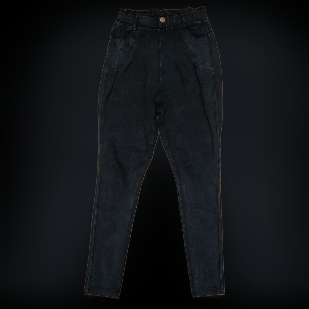 #K39 Boy’s Black Denim Kids Pull-up Jeans With Elastic Waistband
